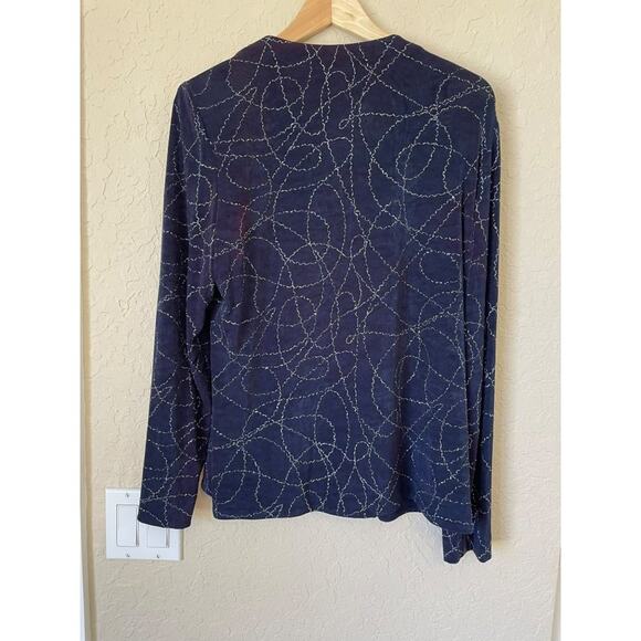 Huey Waltzer Women's Sz 14 blue sparkly knit evening jacket - Picture 4 of 7